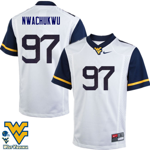 NCAA Men's Noble Nwachukwu West Virginia Mountaineers White #97 Nike Stitched Football College Authentic Jersey MT23N22BE